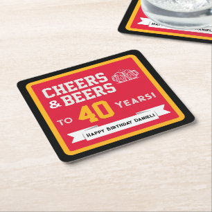 Dessous-de-verre Carré En Papier Thème sportif Bières et Cheers Fête d'anniversaire