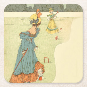 Dessous-de-verre Carré En Papier Thème victorien : Croquet et Party de Jardin Vinta