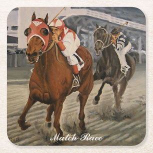 Dessous-de-verre Carré En Papier Thoroughbred Equine remporte la course de cheval