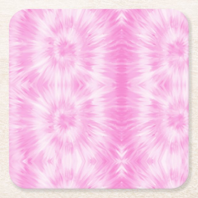 Dessous-de-verre Carré En Papier Tiedye rose spirale hippie teint (Devant)