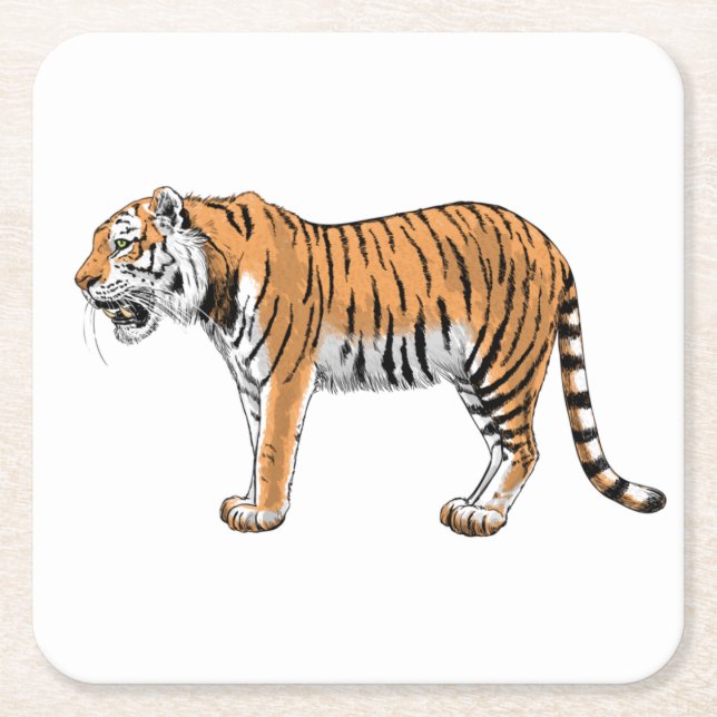 Dessous-de-verre Carré En Papier Tigre (Devant)