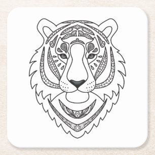 Dessous-de-verre Carré En Papier Tigre blanc inspiré