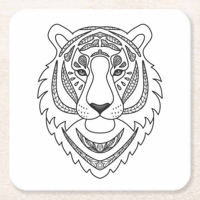Dessous-de-verre Carré En Papier Tigre blanc inspiré (Devant)