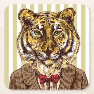 Dessous-de-verre Carré En Papier Tigre dans l'usage de soirée