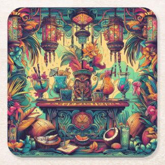 Dessous-de-verre Carré En Papier Tiki Culture Beverage Coaster 07
