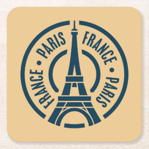 Dessous-de-verre Carré En Papier Timbre de voyage, Paris France