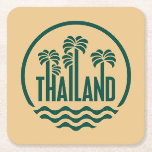 Dessous-de-verre Carré En Papier Timbre de voyage, Thaïlande