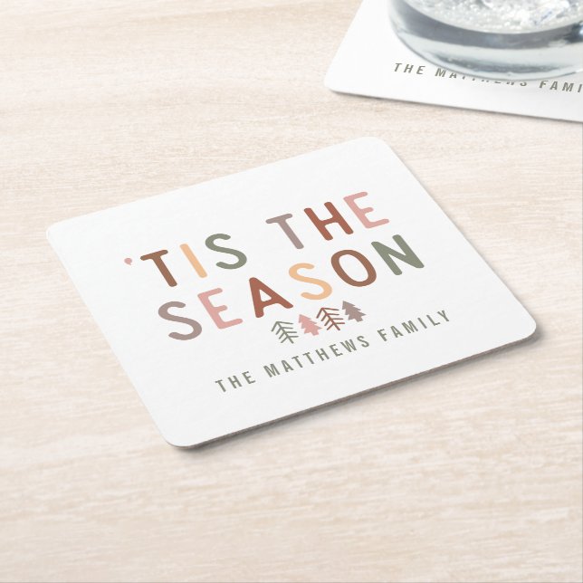 Dessous-de-verre Carré En Papier 'Tis the Season Boho (Incliné)