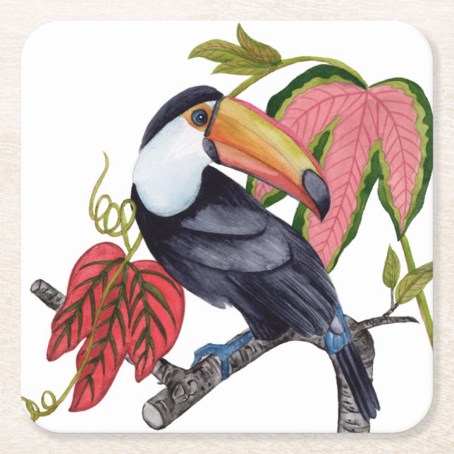 Dessous-de-verre Carré En Papier Toco Toucan (Devant)