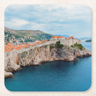 Dessous-de-verre Carré En Papier Toits et murs de la vieille ville de Dubrovnik - C