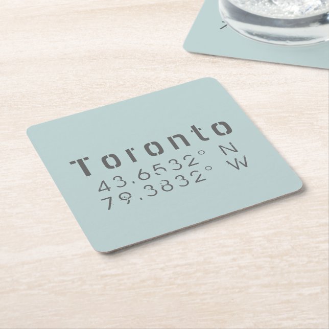 Dessous-de-verre Carré En Papier Toronto Latitude & Longitude (Incliné)