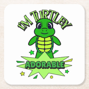 Dessous-de-verre Carré En Papier Tortue Mignonne Citation Drôle Totalement Adorable