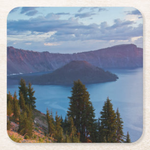 Dessous-de-verre Carré En Papier Tôt le matin, Crater Lake