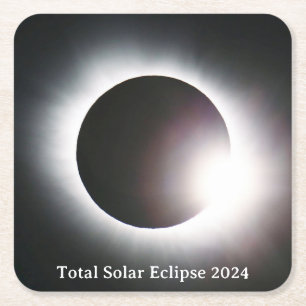 Dessous-de-verre Carré En Papier Total éclipse solaire 8 avril 2024 soleil de lune