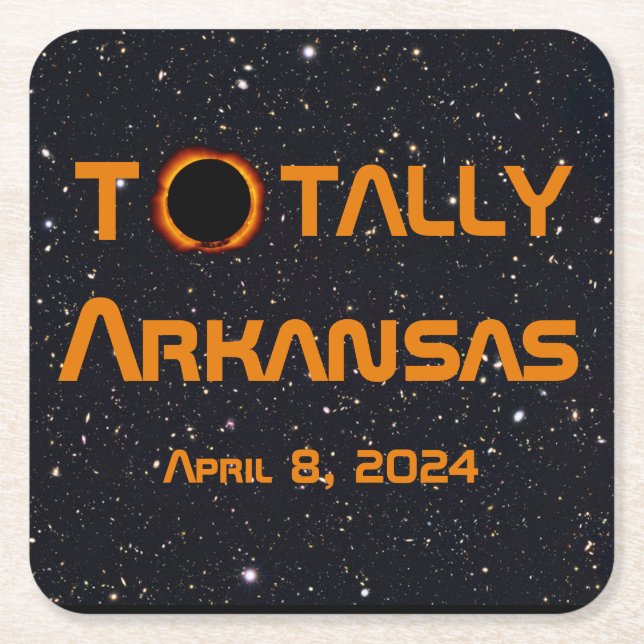 Dessous-de-verre Carré En Papier Totalement Arkansas 2024 Solar Eclipse (Devant)