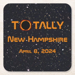 Dessous-de-verre Carré En Papier Totalement New Hampshire 2024 Solar Eclipse