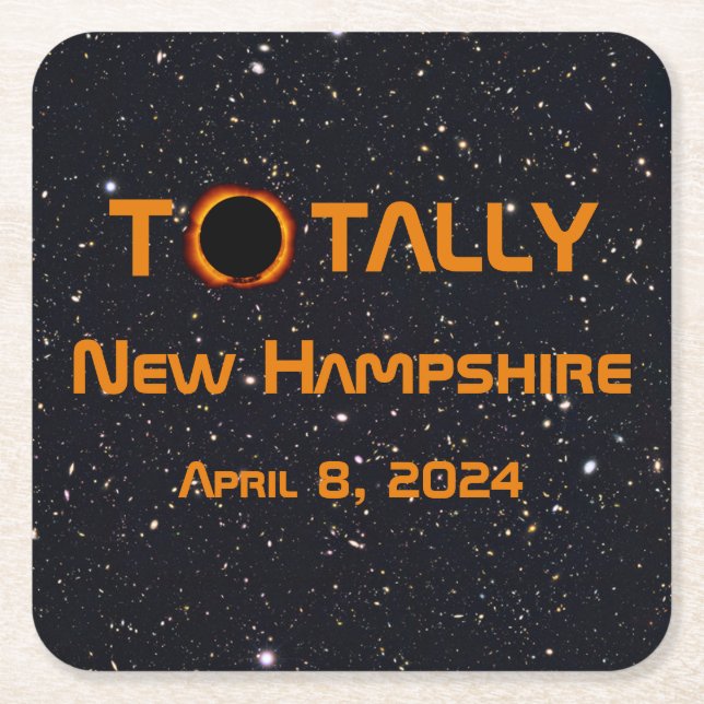Dessous-de-verre Carré En Papier Totalement New Hampshire 2024 Solar Eclipse (Devant)