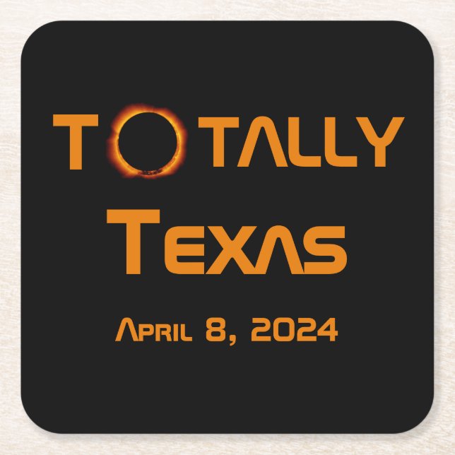 Dessous-de-verre Carré En Papier Totalement Texas 2024 Solar Eclipse (Devant)