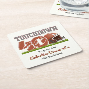 Dessous-de-verre Carré En Papier Touchdown Quarty Funny Football 40e anniversaire