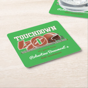 Dessous-de-verre Carré En Papier Touchdown Quarty Funny Football 40e anniversaire