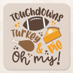 Dessous-de-verre Carré En Papier Touchdowns Turquie & tarte   Oh, mon