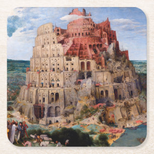 Dessous-de-verre Carré En Papier Tour de Babel, Pieter Bruegel l'Ancien, 1563