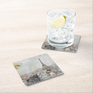 Dessous-de-verre Carré En Papier Tour Eiffel Paris Dessous de Verre en Papier