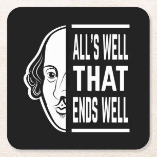 Dessous-de-verre Carré En Papier Tout va bien qui finit bien Shakespeare Citation