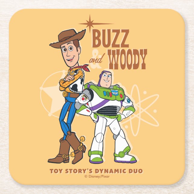 Dessous-de-verre Carré En Papier Toy Story 4| Buzz & Woody "Dynamic Duo" (Devant)