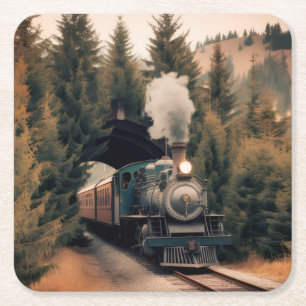 Dessous-de-verre Carré En Papier Train à vapeur ancien