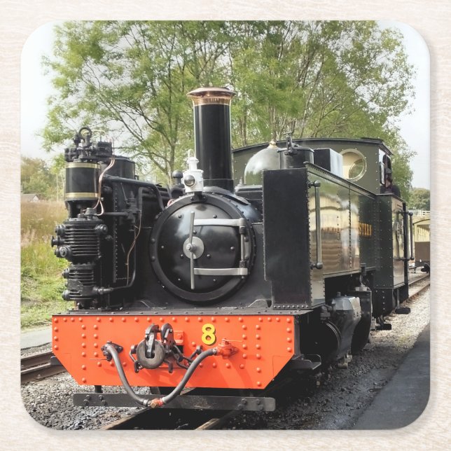 DESSOUS-DE-VERRE CARRÉ EN PAPIER TRAINS À VAPEUR (Devant)