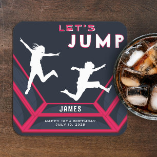 Dessous-de-verre Carré En Papier Trampoline Park Jumelons Red Birthday Party