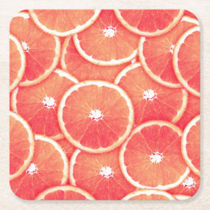 Dessous-de-verre Carré En Papier Tranches de pamplemousse rose