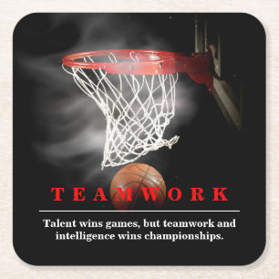 Dessous-de-verre Carré En Papier Travail d'équipe Basketball Motivationnel Inspiran