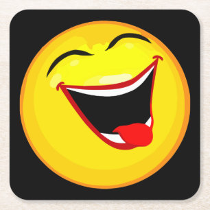 Dessous-de-verre Carré En Papier Très mignon et très heureux Emoticon / Emoji