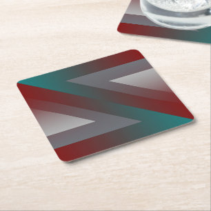 Dessous-de-verre Carré En Papier triangle gris bordeaux turquoise