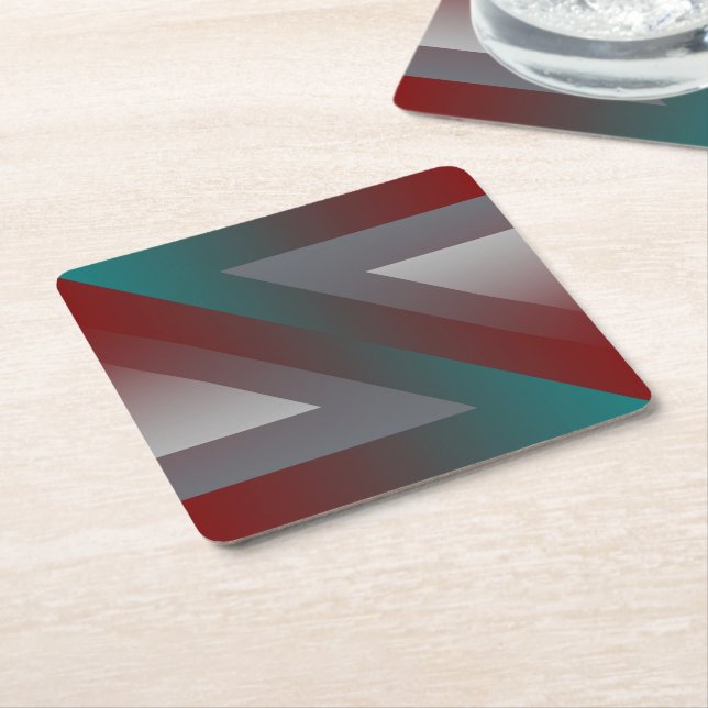 Dessous-de-verre Carré En Papier triangle gris bordeaux turquoise (Incliné)