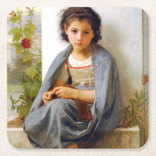 Dessous-de-verre Carré En Papier Tricot fille, Bouguereau