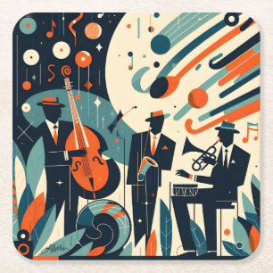 Dessous-de-verre Carré En Papier Trio du Jazz Age du Milieu du Siècle Moderne