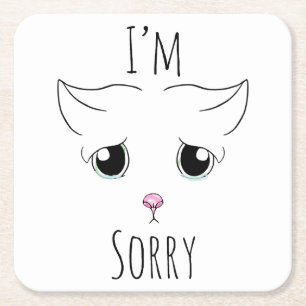 Dessous-de-verre Carré En Papier Triste visage de chat : Je suis désolé