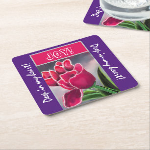 Dessous-de-verre Carré En Papier Trivet Cadeau Floral Design, Personnaliser la typo