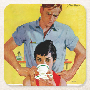 Dessous-de-verre Carré En Papier Trop tard pour composer