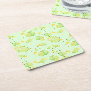 Dessous-de-verre Carré En Papier Tropical Green Citrus SUMMER Orange lemon Slice
