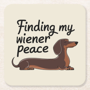 Dessous-de-verre Carré En Papier Trouver ma paix Wiener — Dachshund Lover
