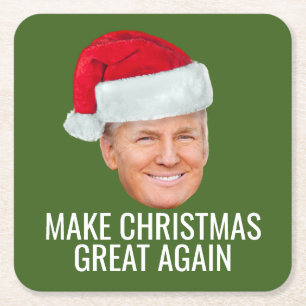 Dessous-de-verre Carré En Papier Trump Santa Hat - Rendre Noël super drôle