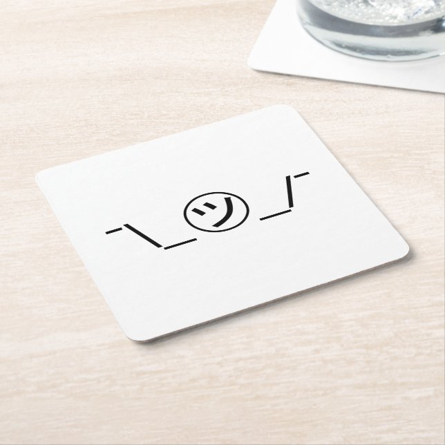 Dessous-de-verre Carré En Papier Tsu Kana Shrug Emoticon -\_ ㋡_/+Japonais Kaomoji (Incliné)