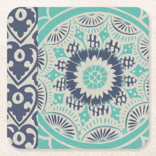 Dessous-de-verre Carré En Papier Tuile bleue III de batik