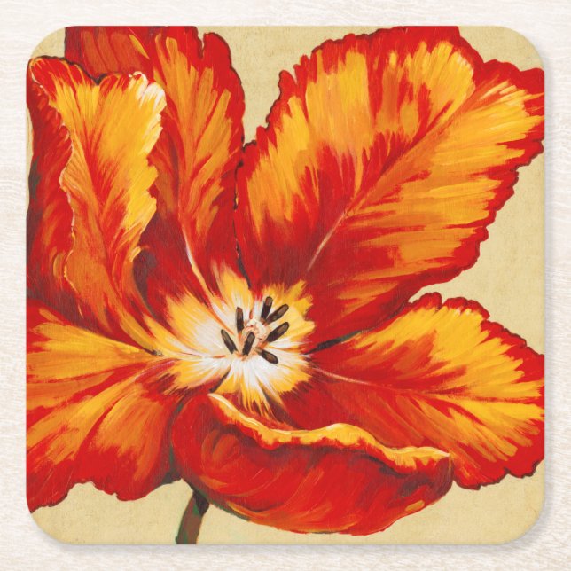 Dessous-de-verre Carré En Papier Tulipe de perroquet I (Devant)