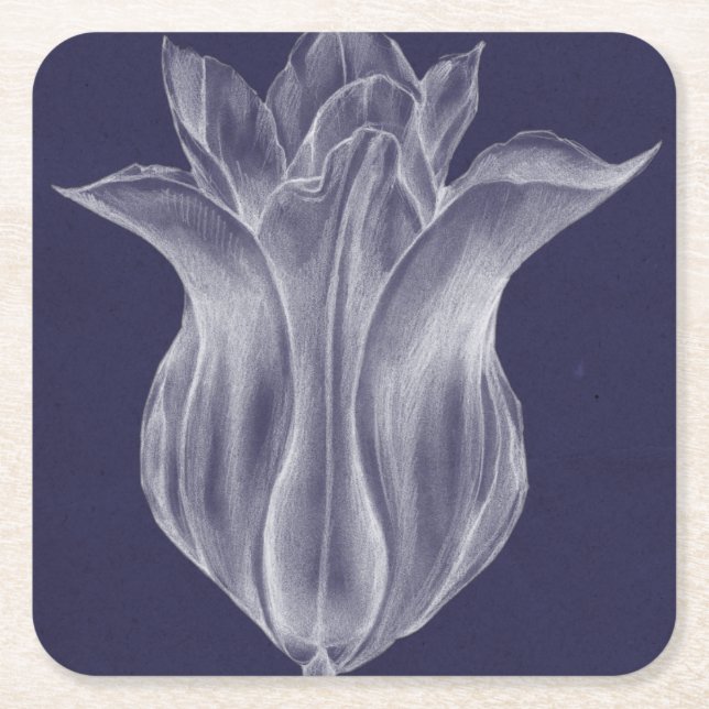 Dessous-de-verre Carré En Papier Tulipe monochrome III (Devant)