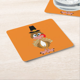 Dessous-de-verre Carré En Papier Turquie Thanksgiving comique